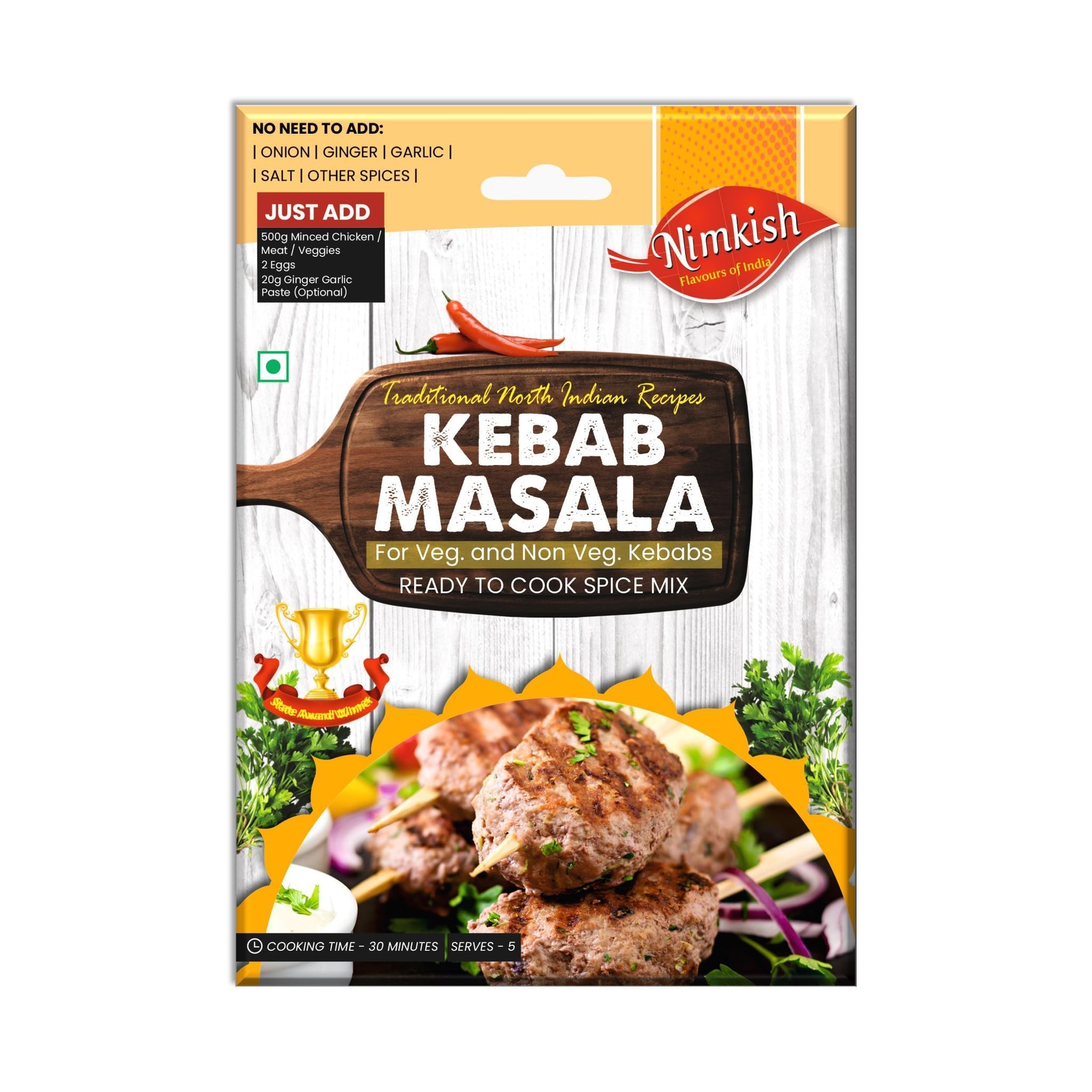 Nimkish Kebab Masala Ready to Cook Spice Mix | 80g | Onion Ginger Garlic Already in Mix | Himalayan Recipe
