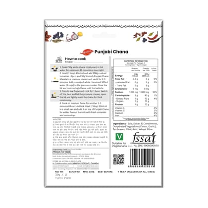 Nimkish Punjabi Chana Ready to Cook Spice Mix | 60g | Onion Ginger Garlic Already in Mix | Himalayan Recipe