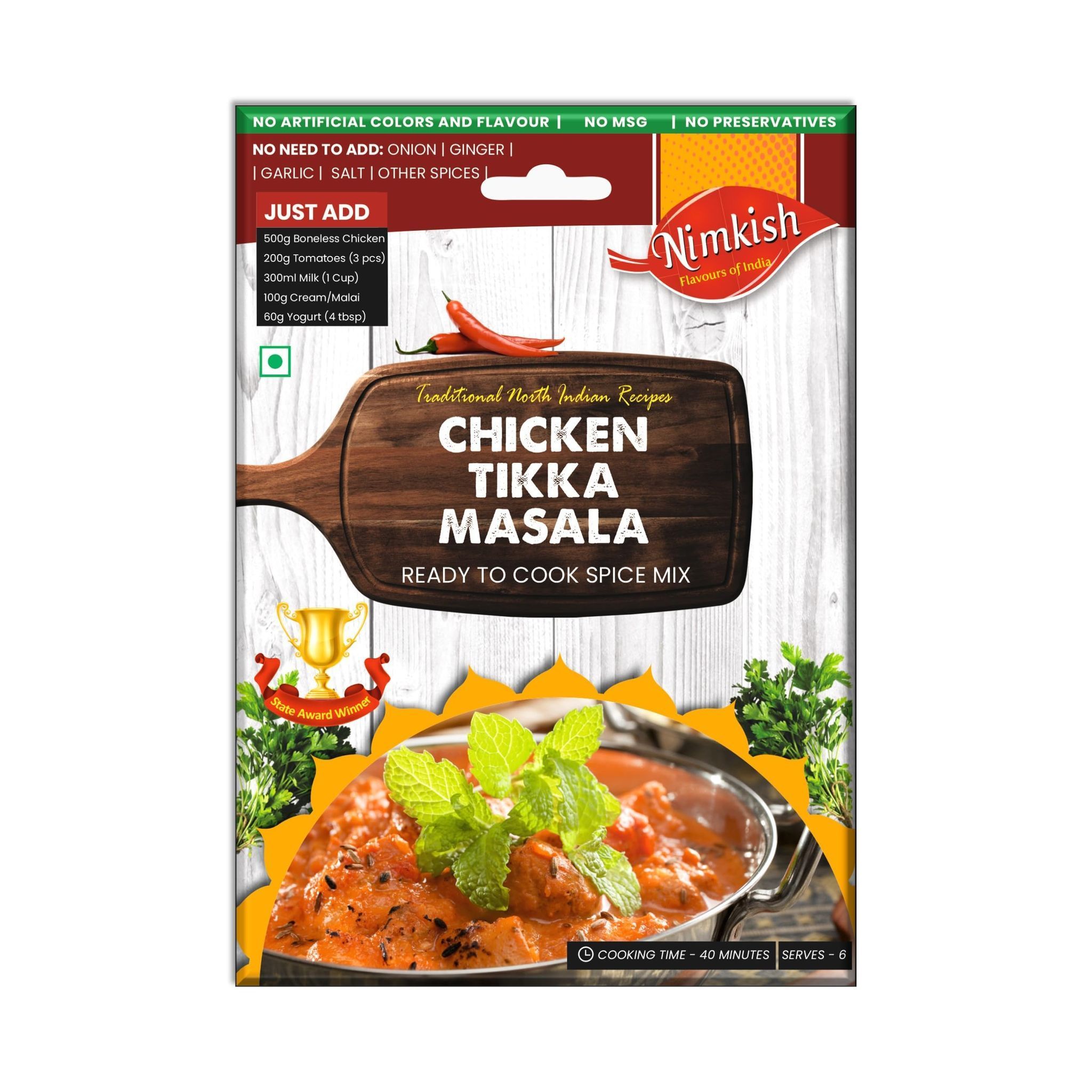 Nimkish Chicken Tikka Masala (Gravy) Ready to Cook Spice Mix | 50g | Onion Ginger Garlic Already in Mix | Himalayan Recipe