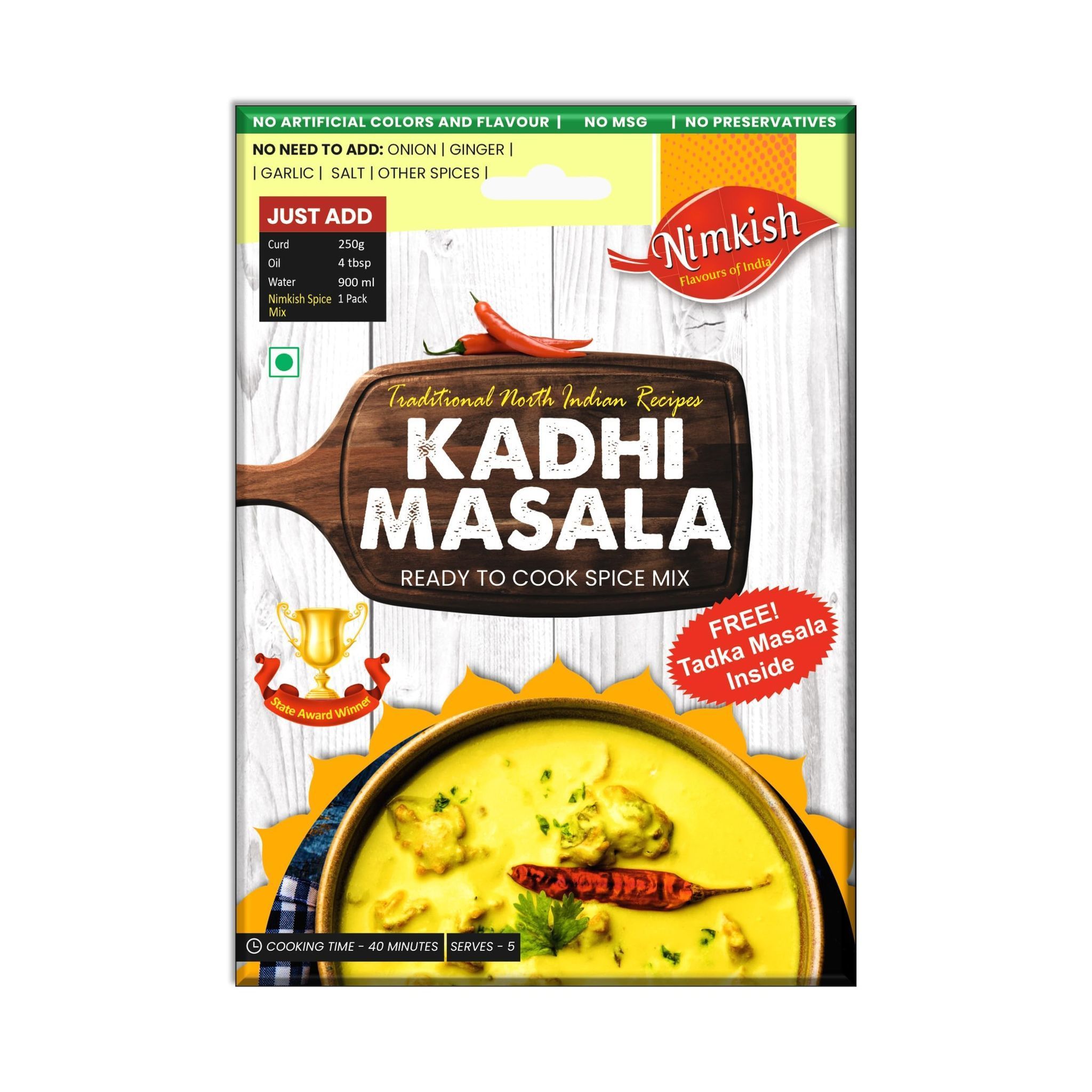 Nimkish Kadhi Masala Ready to Cook Spice Mix | 100g | Free Dal Tadka 10g | Onion Ginger Garlic Already in Mix | Himalayan Recipe