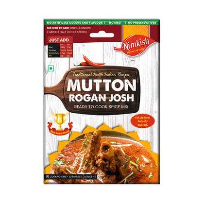 Nimkish Mutton Rogan Josh Ready to Cook Spice Mix | 60g | Onion Ginger Garlic Already in Mix | Himalayan Recipe