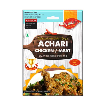 Nimkish Achari Chicken/Meat Ready to Cook Spice Mix | 60g | Onion Ginger Garlic Already in Mix | Himalayan Recipe