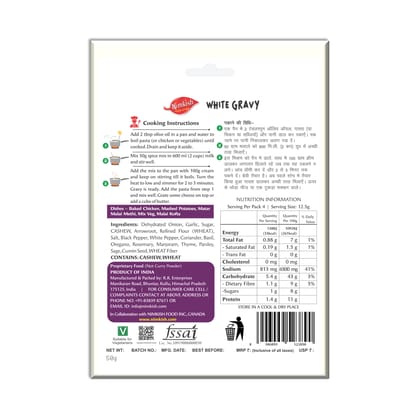 Nimkish White Gravy Instant Premix | 50g | Restaurant-Style Gravy Base | No Preservatives | Made in Kullu