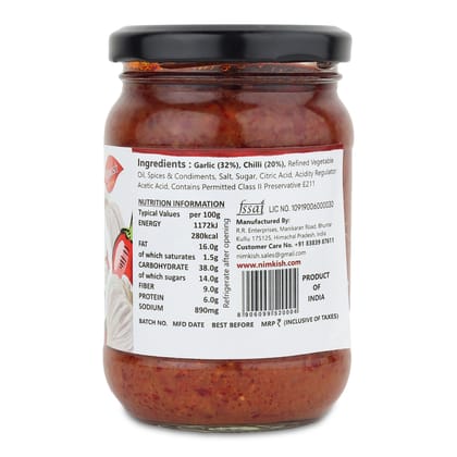 Nimkish Chilli Garlic Chutney | 270g | Himalayan Artisan Chutney | No Preservatives | Made in Kullu