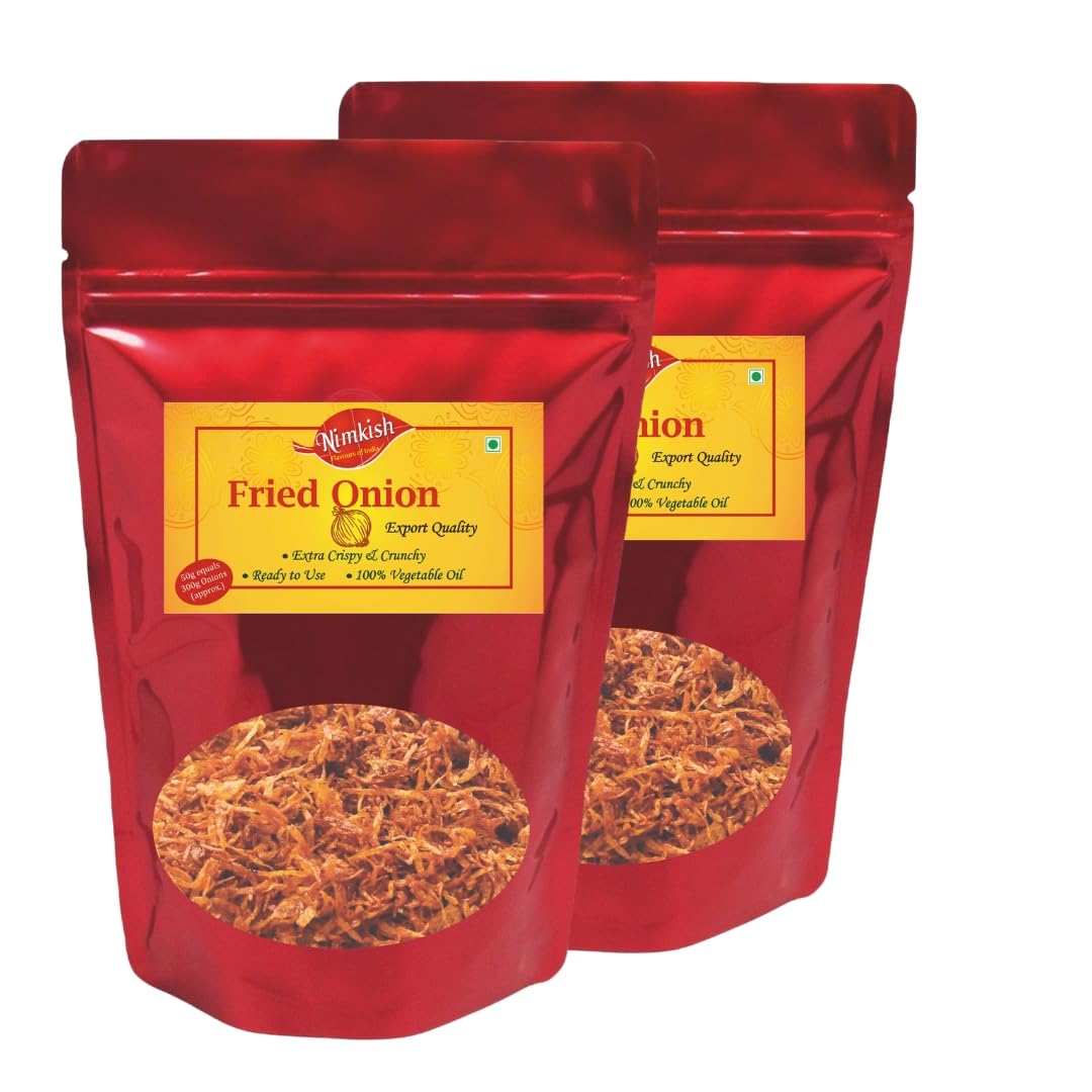 Nimkish Fried Onion Combo 100g x 2 | Crispy Golden Brown Ready-to-Use Onions | Biryani & Curry Topping