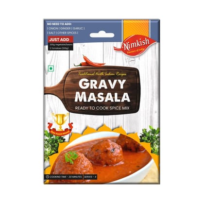 Nimkish Gravy Masala Ready to Cook Spice Mix | 60g | Onion Ginger Garlic Already in Mix | Himalayan Recipe