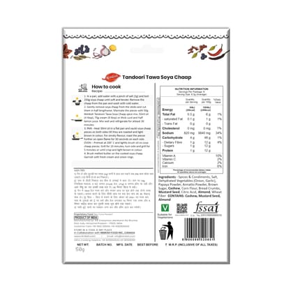 Nimkish Tandoori Tawa Soya Chaap Ready to Cook Spice Mix | 50g | Onion Ginger Garlic Already in Mix | Himalayan Recipe